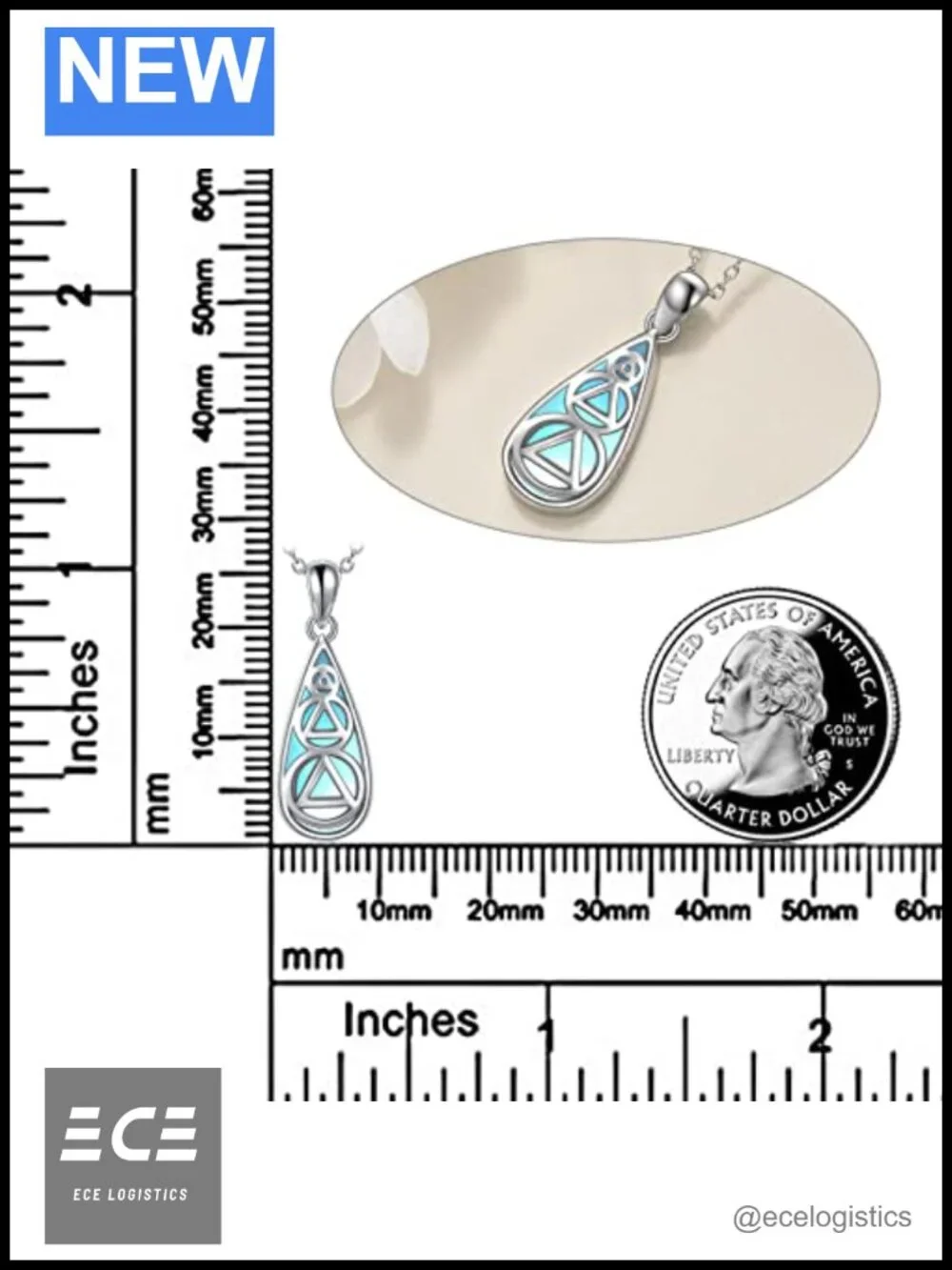 Sterling Silver AA Recovery Necklace Moonstone Sobriety Pendant 18 in